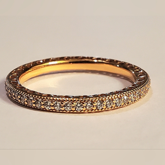 Authentic NEW Pandora Sparkle & Hearts Ring 14K RGP CZ - Picture 2 of 7